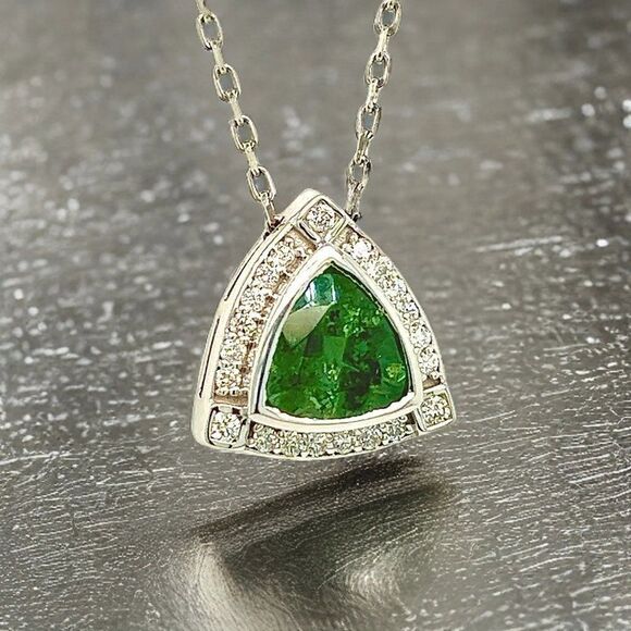 Natural Tourmaline Diamond Pendant Necklace 17" 14k WG 2.49 TCW Certified 308485 - Picture 8 of 16